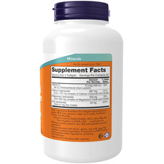 NOW supplement bottle showing Supplement Facts label and softgels calcium magnesium vitamin d3 zinc supplement