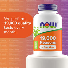 NOW supplement bottle with mint leaves and 19000 Reasons label promoting quality tests chlorophyll liquid supplement mint flavor