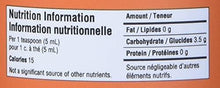 Liquid chlorophyll nutrition facts panel with calories 15 and macronutrients per 5 mL.