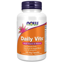 NOW Foods Daily Vits multivitamin bottle with purple cap and orange label front