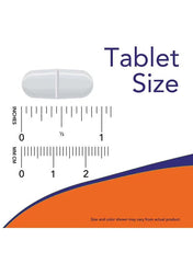 NOW Foods C-1000 vitamin C tablets shown next to a ruler for size comparison