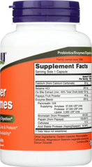 Now Foods Super Enzymes capsules white bottle with purple cap and Supplement Facts label