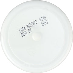 Top view of white supplement bottle lid showing lot number and best by date for Now Foods Super Enzymes capsules
