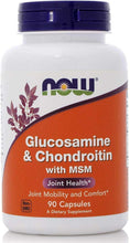 Now Foods Glucosamine & Chondroitin with MSM bottle with joint health label