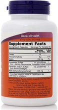 Now Foods Glucosamine & Chondroitin with MSM bottle label with Supplement Facts text