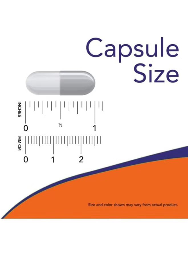 NOW Foods glycine 1000mg capsules shown with a ruler for size comparison