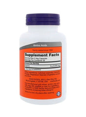 NOW Foods Glycine 1000mg capsules in a clear bottle with supplement facts label