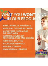 Ingredient disclosure panel stating 'What you won't find' on supplement label