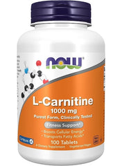 NOW Foods L-Carnitine 1000 mg tablets for fitness support and energy boost