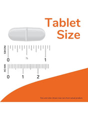NOW Foods L-Carnitine 1000 mg tablets displayed next to a ruler to show tablet size and dimensions