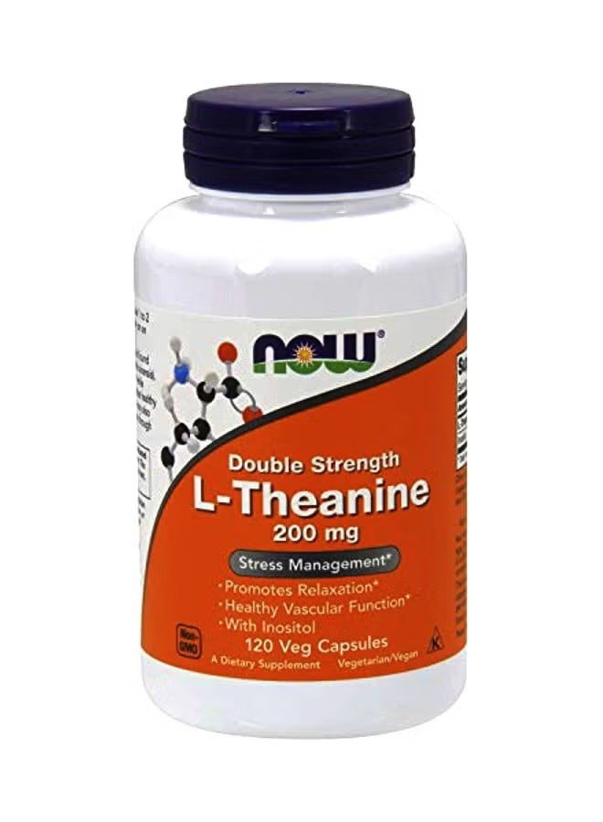 NOW Foods L-Theanine 200mg capsules for stress management and relaxation, 120 vegetarian capsules