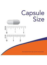 L-Theanine capsule size diagram with ruler and oval capsule illustration
