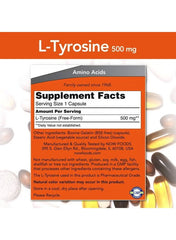 Now Foods L-Tyrosine supplement UAE with 500 mg per capsule for optimal amino acid support