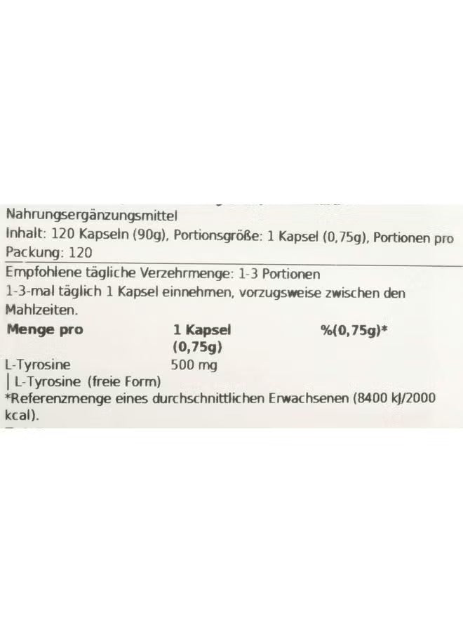 Now Foods L-Tyrosine supplement UAE in 120 capsules for daily use and recommended dosage