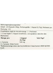 Now Foods L-Tyrosine supplement UAE in 120 capsules for daily use and recommended dosage