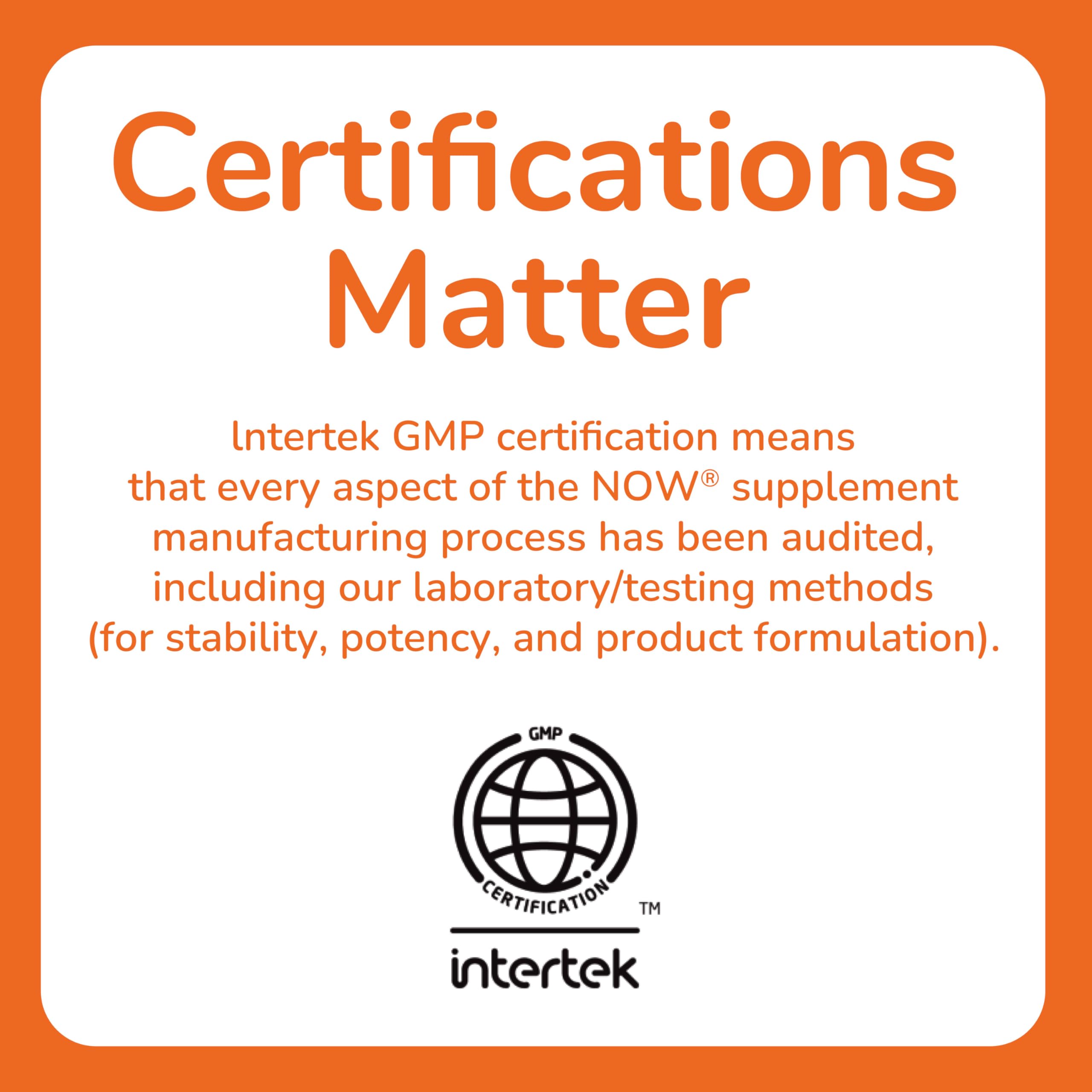 Maca 500mg capsules UAE NOW herbal supplements certifications matter Intertek GMP certification badge