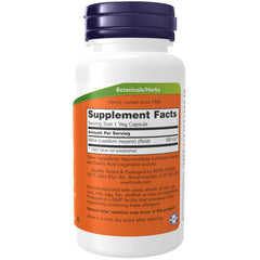NOW Herbal Supplements white bottle with purple cap showing Supplement Facts Maca 500mg capsules UAE label