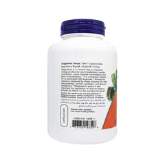 NOW supplement bottle back label showing magnesium 400 mg capsules UAE nutrition facts and usage