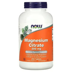 NOW Foods Magnesium Citrate – 200 mg, 250 Tablets - Mumzar