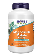 NOW Foods Magnesium Malate 1000mg tablets for nervous system support, 180 count bottle