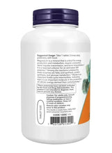 NOW magnesium malate bottle back with directions text and barcode label