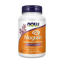 Now Magtein magnesium L-threonate veg capsules bottle, 90 count