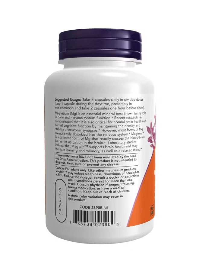 NOW Foods Magtein Magnesium L-Threonate capsules for improved cognitive function and memory support