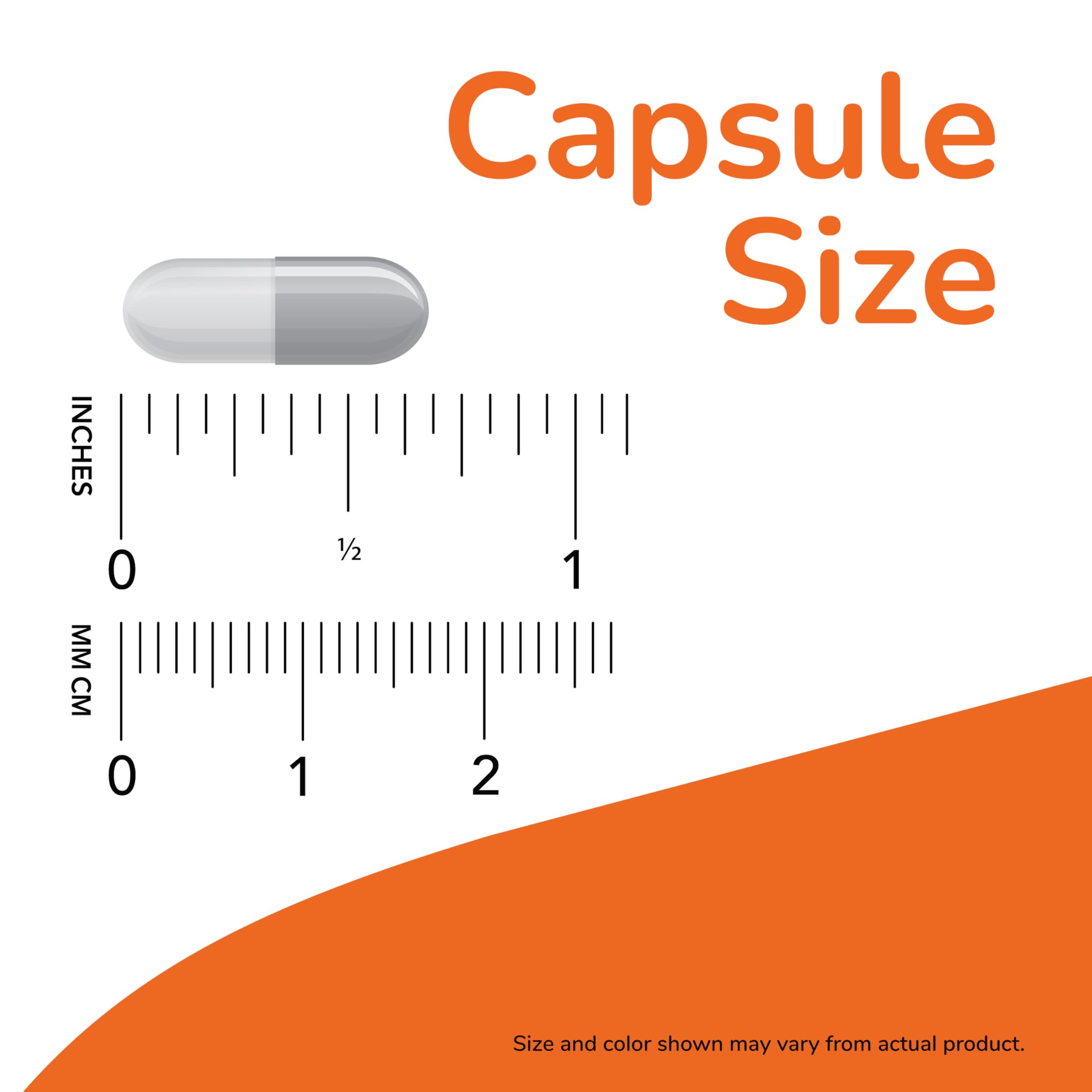 NOW Foods MK-7 Vitamin K2 supplement UAE with capsule size measurement chart for reference