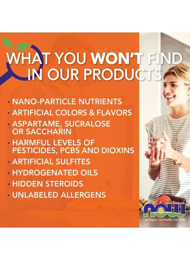 NOW Foods NAC 1000 mg supplement benefits listed with a vibrant orange background