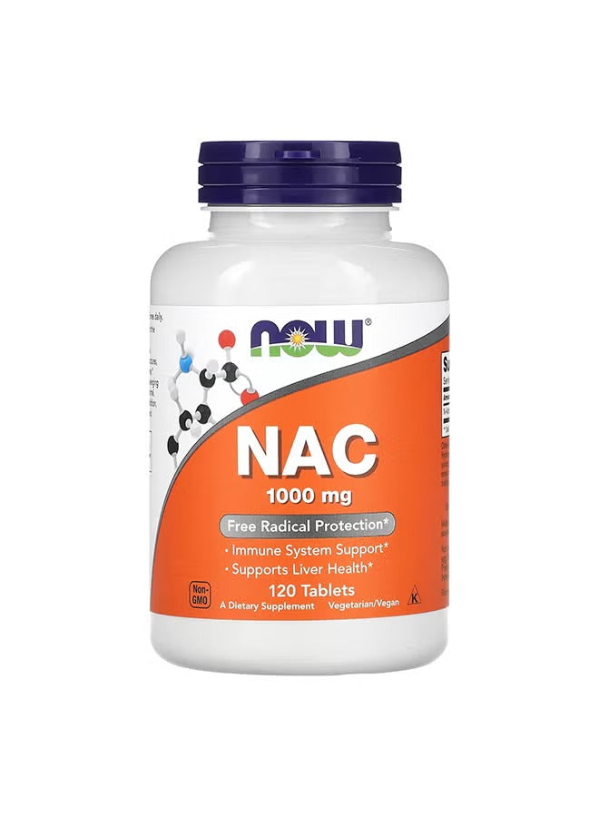 NOW Foods NAC 1000 mg supplement for immune system and liver health support in 120 tablets