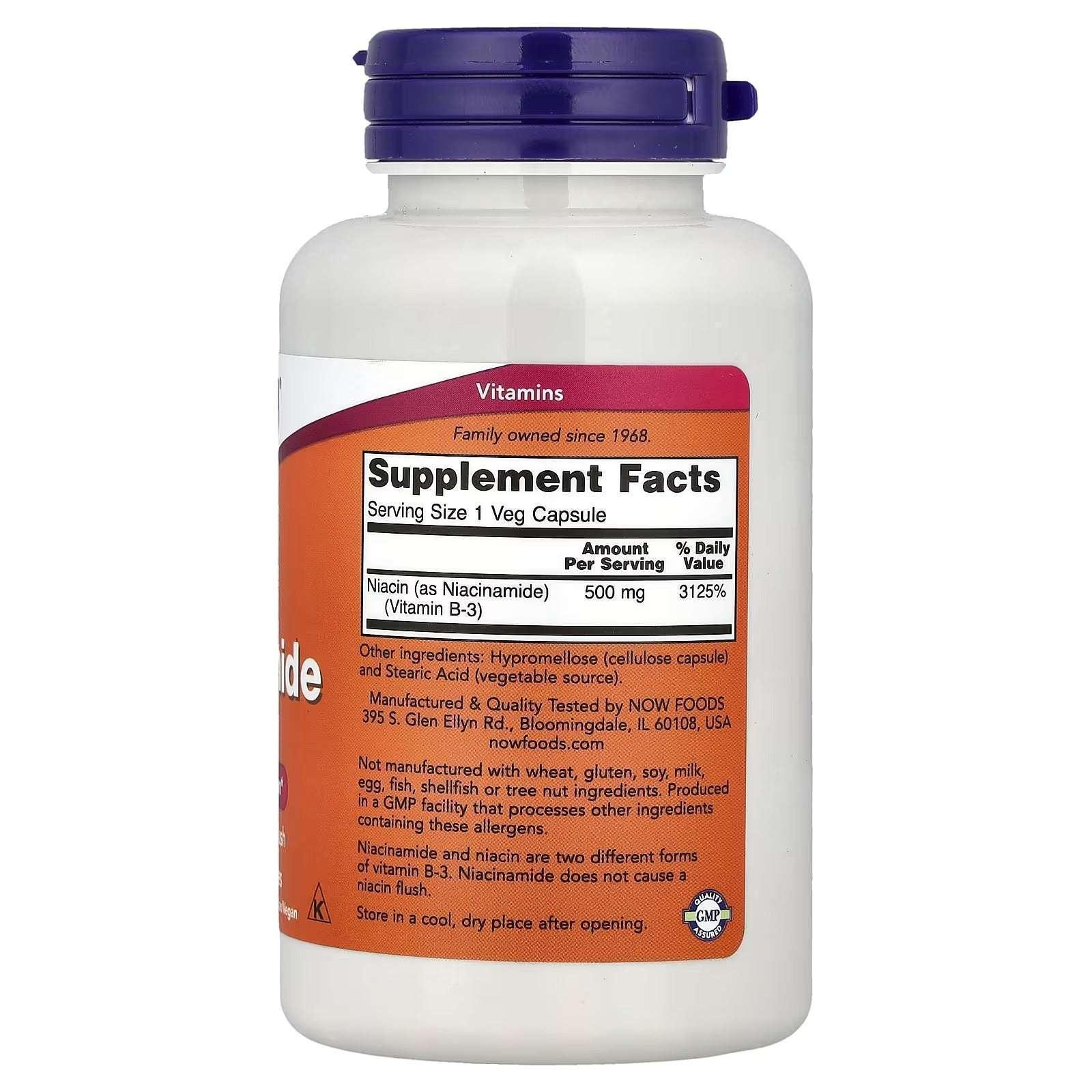 NOW Foods Niacinamide 500 mg – 100 Vegetarian Capsules - Mumzar