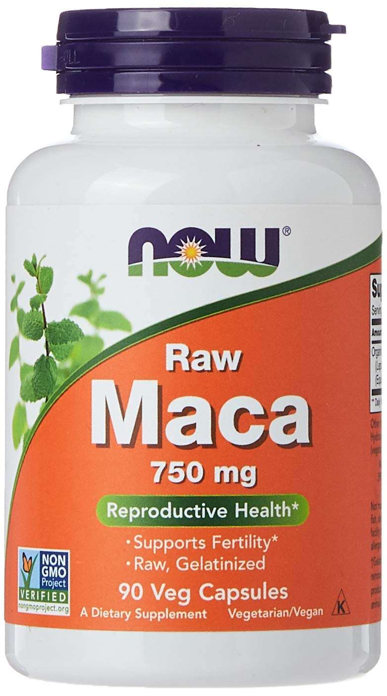 Now Foods Raw Maca capsules 750 mg bottle by NOW 90 vegetarian capsules for reproductive health