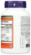 Now Foods enzyme supplement bottle back label with Supplement Facts panel