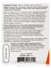 NOW Super Omega 3-6-9 softgel bottle back panel with Supplement Facts and directions