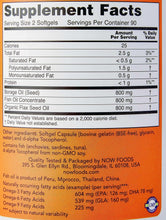 Supplement Facts panel for NOW Super Omega 3-6-9 softgels on bottle label