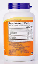 NOW Super Omega 3-6-9 bottle with Supplement Facts nutrition table on label
