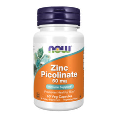 NOW Zinc Picolinate 50 mg bottle 60 Veg Capsules immune support supplement Now Foods zinc capsules