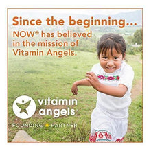 Vitamin Angels founding partner card with smiling child and brand logo