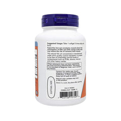 NOW omega fish oil softgel bottle back label showing suggested usage and barcode omega 3 supplements UAE