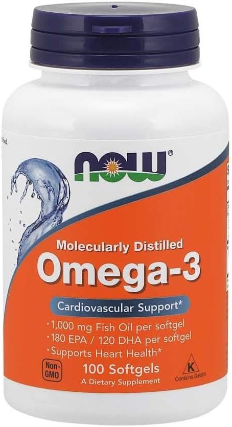 NOW Omega 3 100 softgels molecularly distilled fish oil for heart and cardiovascular support omega 3 supplements UAE