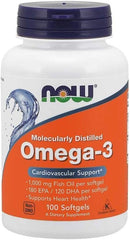 NOW Omega 3 100 softgels molecularly distilled fish oil for heart and cardiovascular support omega 3 supplements UAE