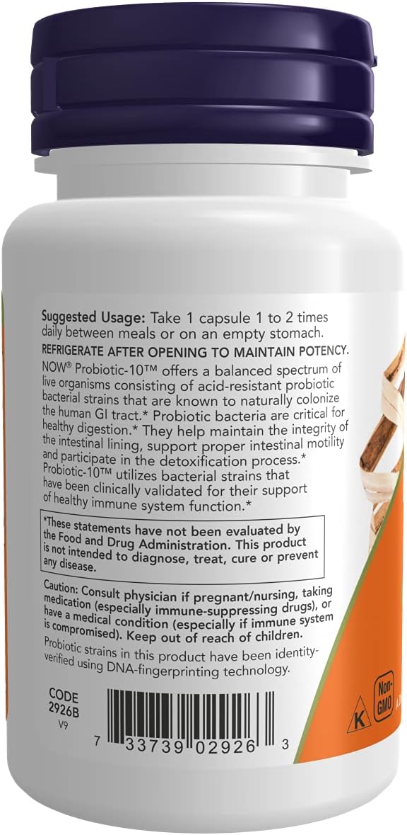 NOW Probiotics 25 Billion Capsules for digestive health and immune support in a convenient bottle