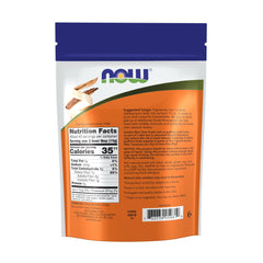 NOW brand psyllium husk powder UAE resealable pouch showing back label nutrition facts and usage