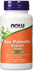 NOW saw palmetto extract supplement 320 mg bottle 90 veggie softgels for male prostate health