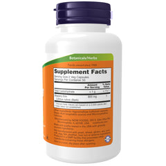NOW white supplement bottle with purple cap showing supplement facts label for slippery elm capsules 400mg