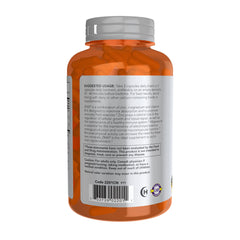 NOW orange supplement bottle with visible capsules and back label text showing suggested usage ZMA supplement for sports recovery
