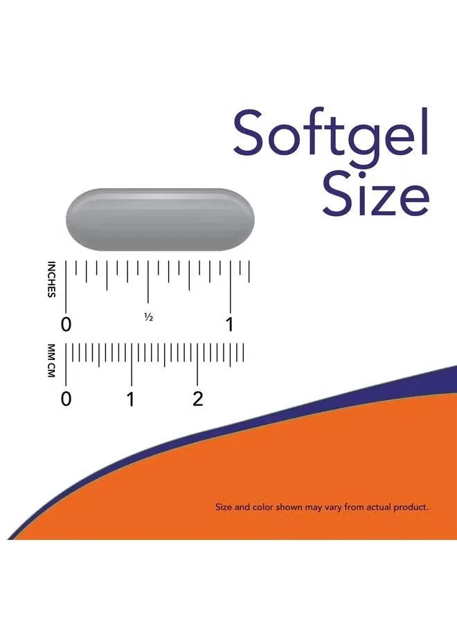 NOW sunflower lecithin 1200 mg softgels displayed with a softgel size ruler for reference