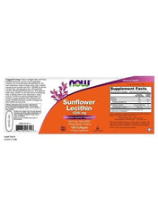 NOW Sunflower Lecithin 1200 mg Softgels for Nervous System Support and General Health