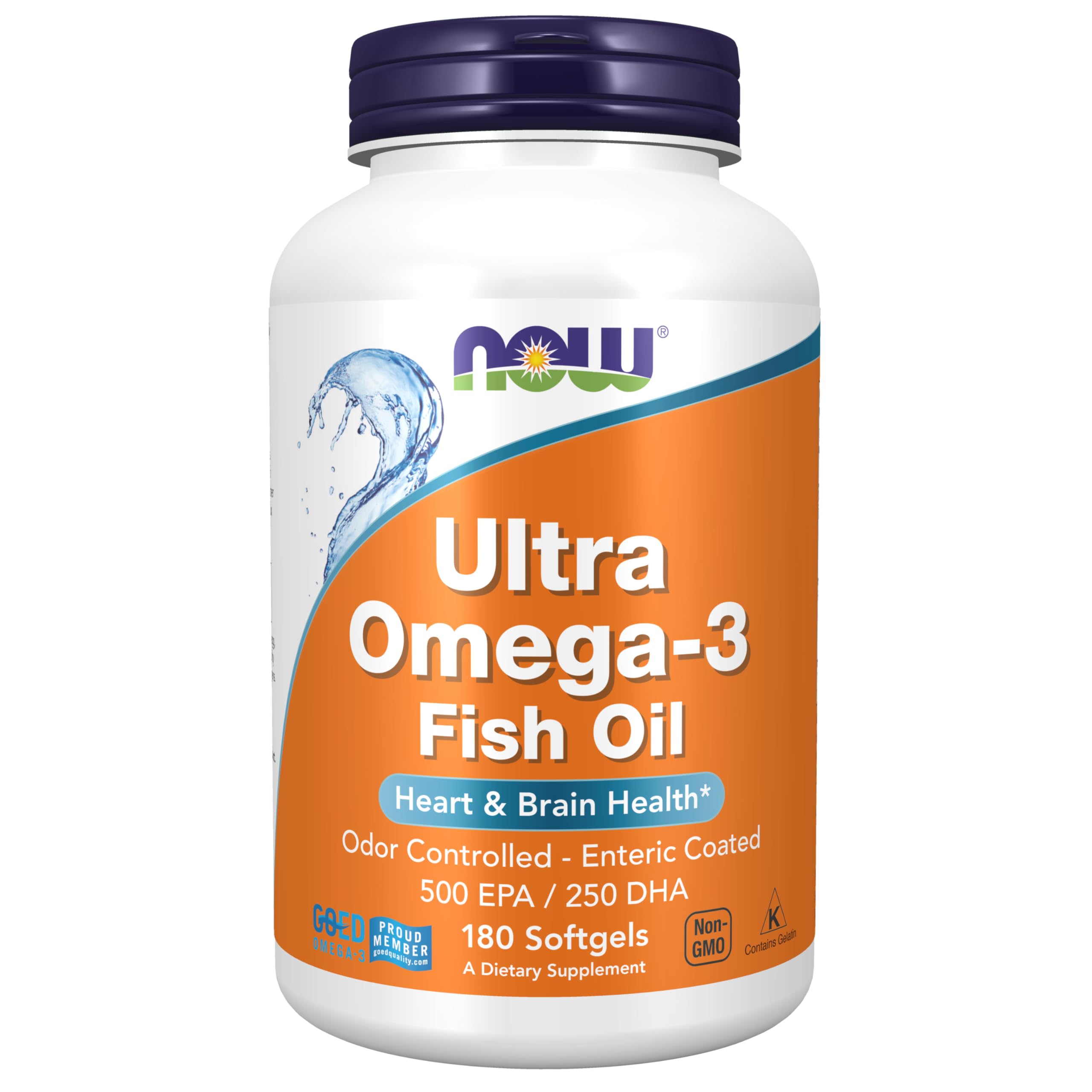 NOW Ultra Omega 3 Fish Oil 180 softgels bottle for heart and brain health ultra omega 3 fish oil capsules