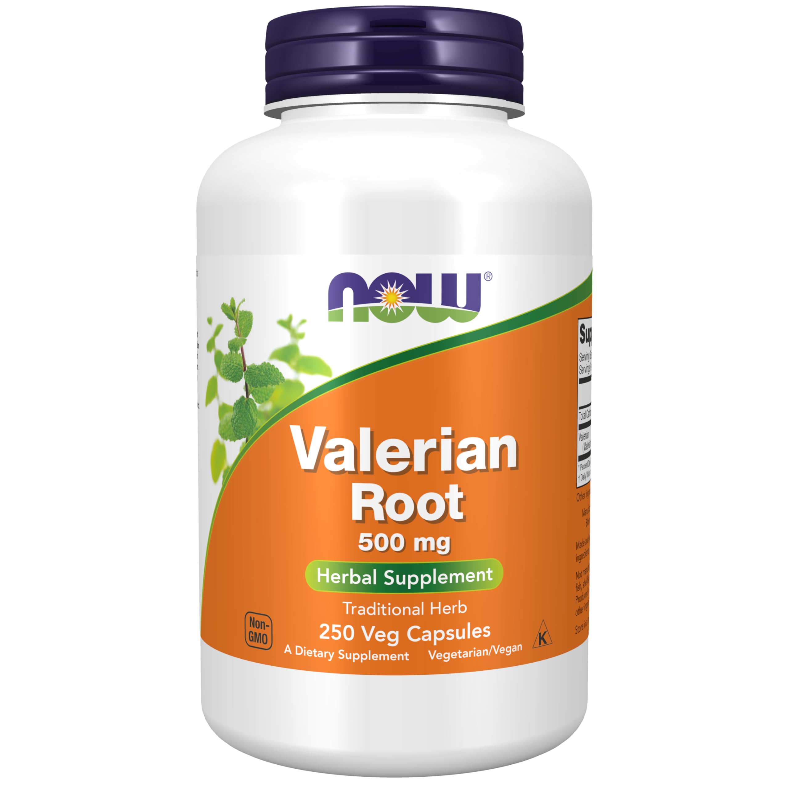 NOW Valerian Root 500 mg bottle herbal supplement 250 veg capsules Valerian root supplement UAE